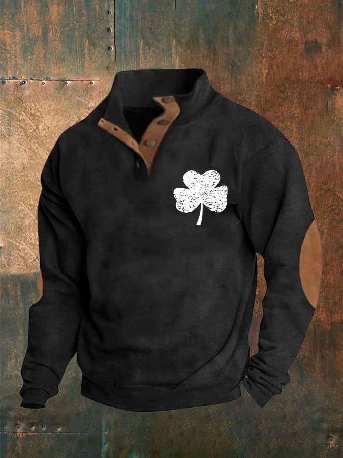Men's St. Patrick's Day Printed Button Sweatshirt