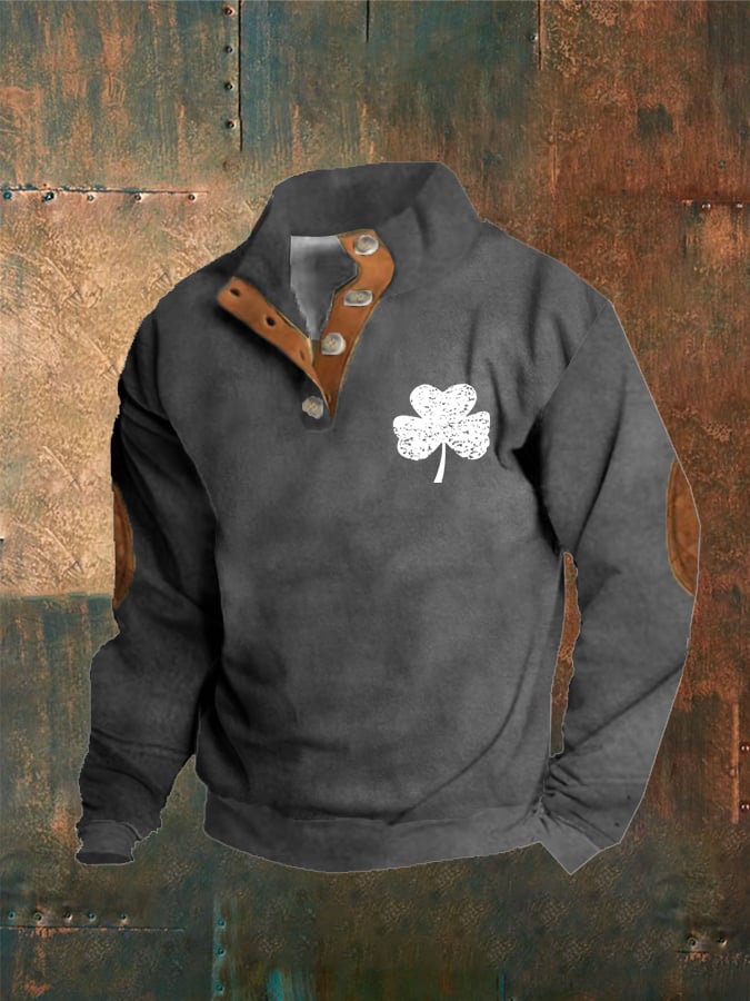 Men's St. Patrick's Day Printed Button Sweatshirt