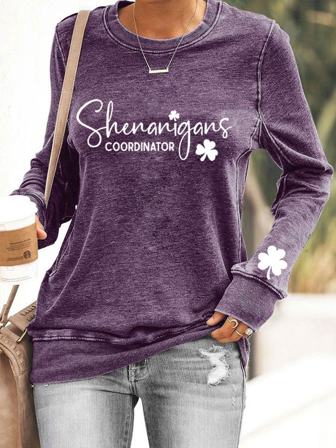 Women's St. Patrick's Day "Shenanigans Coordinator" Printed Casual Sweatshirt