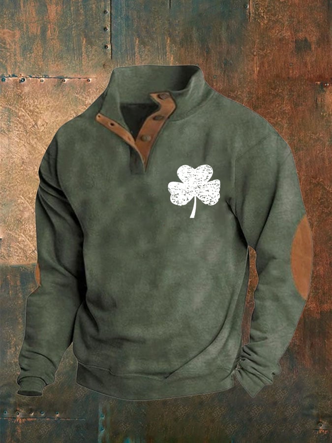 Men's St. Patrick's Day Printed Button Sweatshirt