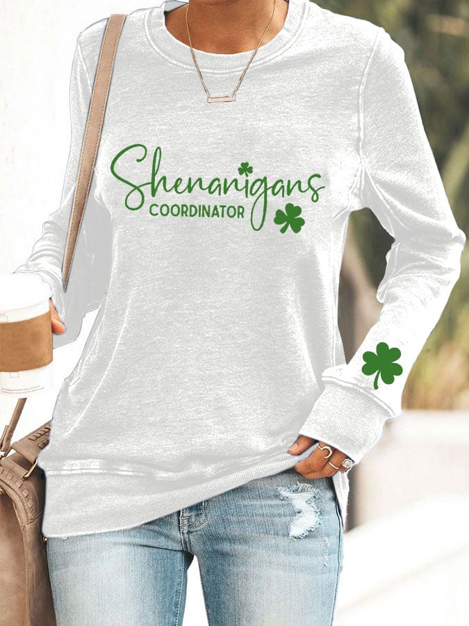Women's St. Patrick's Day "Shenanigans Coordinator" Printed Casual Sweatshirt