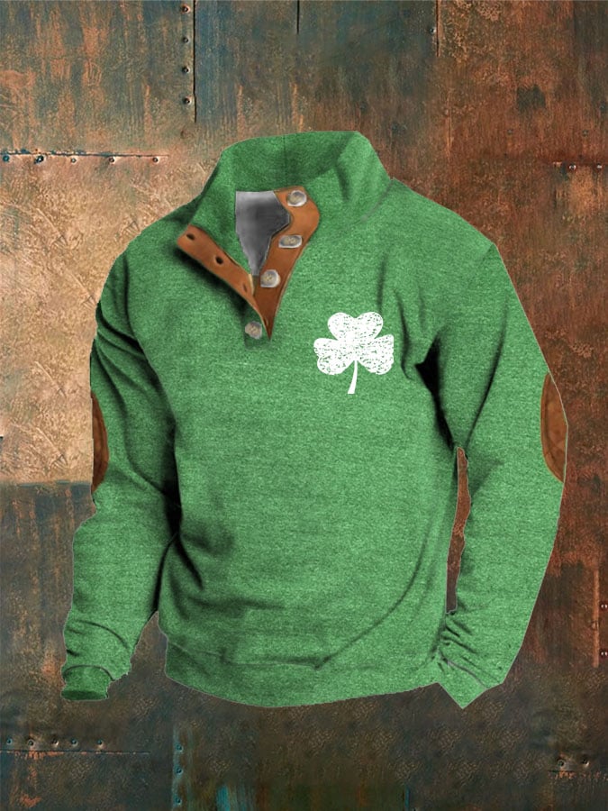 Men's St. Patrick's Day Printed Button Sweatshirt