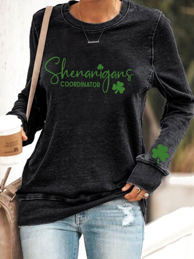 Women's St. Patrick's Day "Shenanigans Coordinator" Printed Casual Sweatshirt