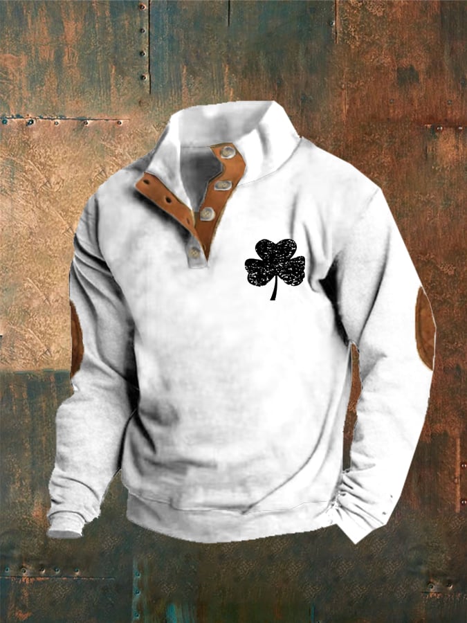 Men's St. Patrick's Day Printed Button Sweatshirt