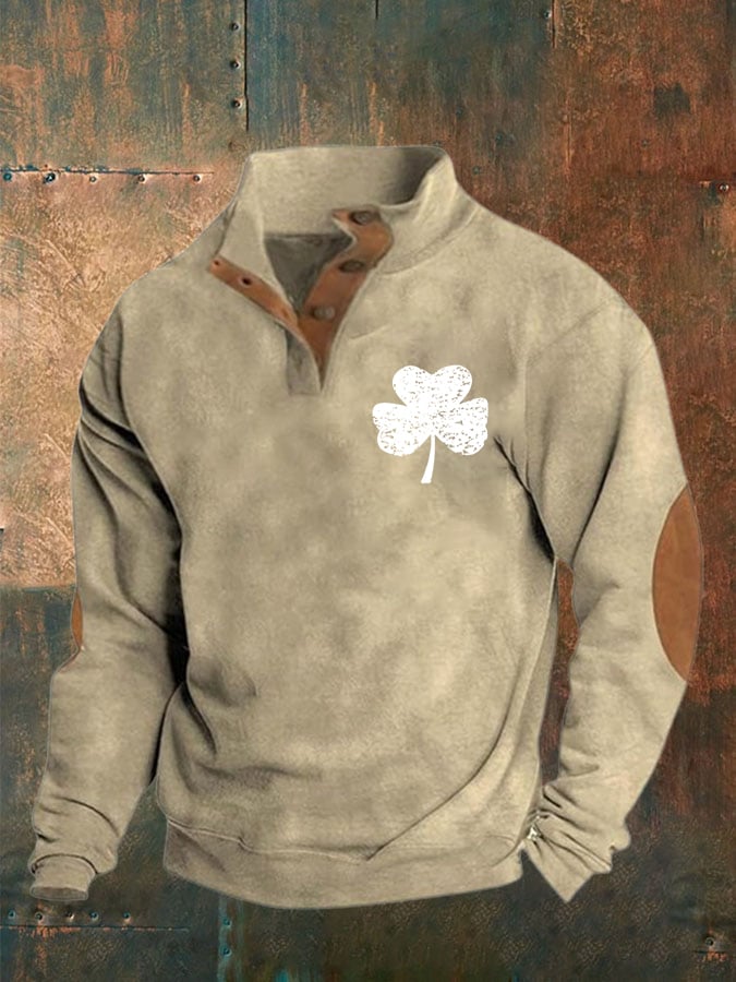 Men's St. Patrick's Day Printed Button Sweatshirt