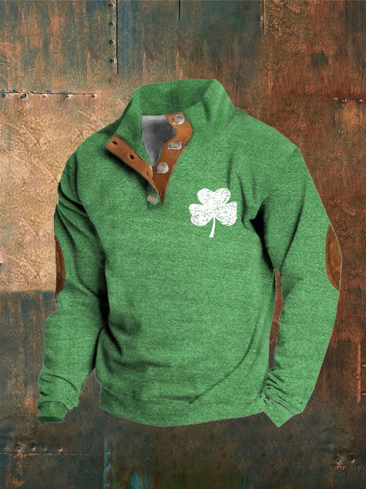 Men's St. Patrick's Day Printed Button Sweatshirt