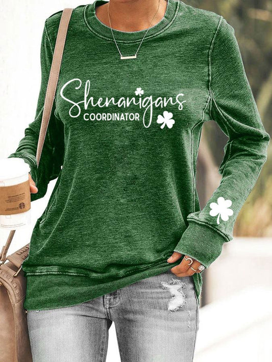 Women's St. Patrick's Day "Shenanigans Coordinator" Printed Casual Sweatshirt