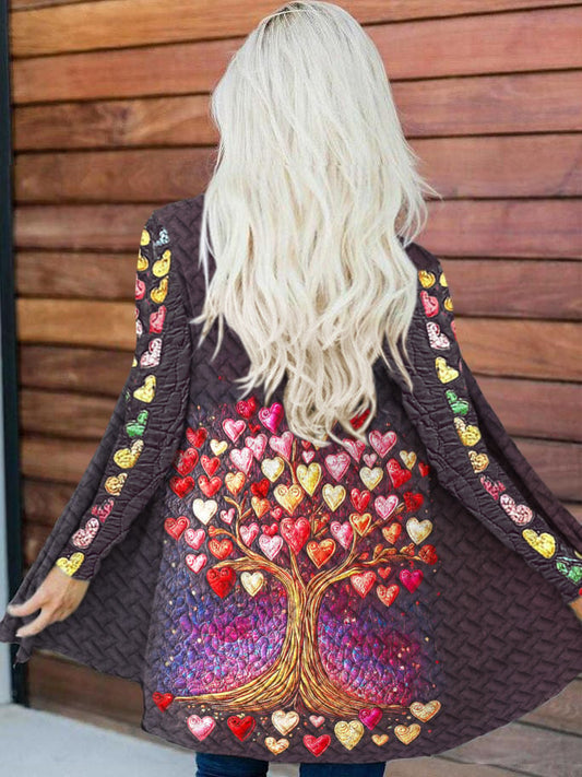 Retro Valentine's Day Love Heart Tree Of Love Print Cardigan